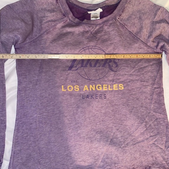 NBA Los Angeles Lakers LA Women's Large Burnout Retro Logo Fleece Sweatshirt New - Picture 8 of 10